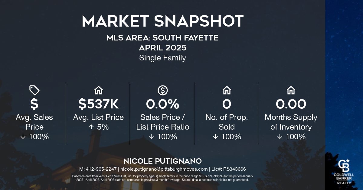 Snapshot-Mls Area_ South FayetteJanuary 2025 through April 2025-wide